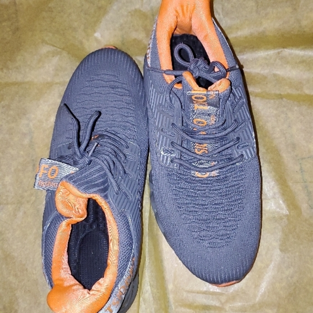 TSIODFO Men's Sneakers Sport Running Gray and Orange Athletic Shoes